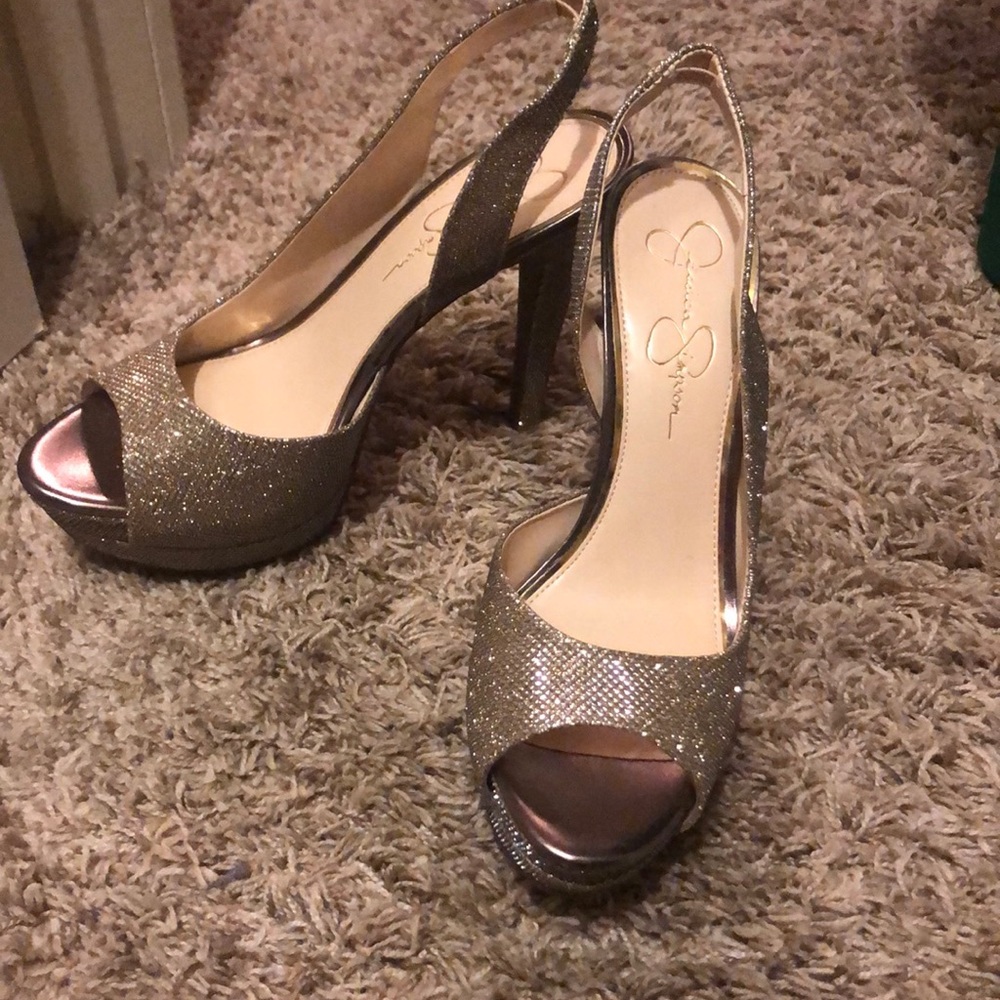 Gold high heels